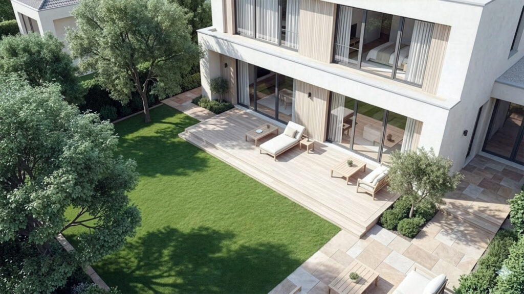 Fotografia nieruchomosci Poznań ogród z drona